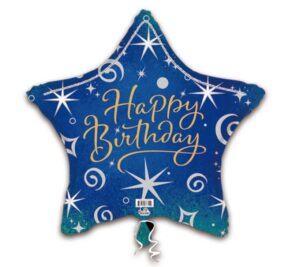 31S HAPPY BIRTHDAY SILVER STARS & CONFETT