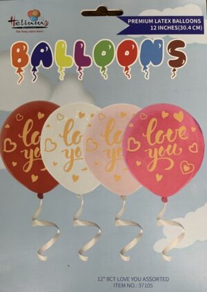 12" 8CT LOVE YOU ASSORTED