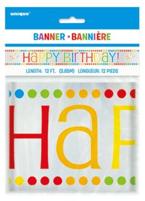 RAINBOW BIRTHDAY 12 FT FOIL BANNER