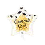19S CONGRATS GRAD WHITE GOLD STARS W/CAPS