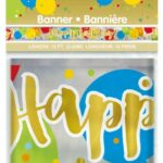 GLITZY GOLD BIRTHDAY 12 FT FOIL BANNER