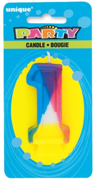 RAINBOW NUMERAL BDAY CANDLE #1