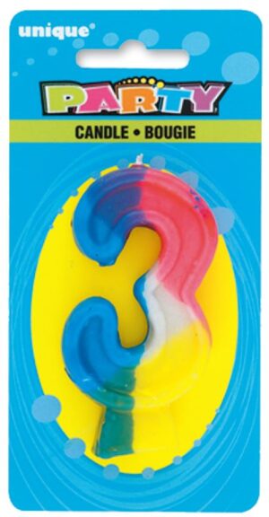 RAINBOW NUMERAL BDAY CANDLE #3