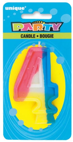 RAINBOW NUMERAL BDAY CANDLE #4