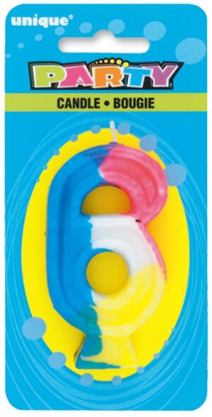 RAINBOW NUMERAL BDAY CANDLE #6