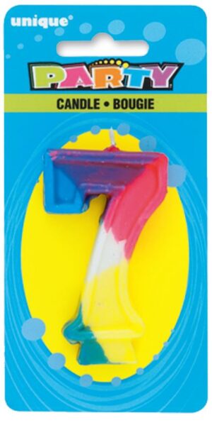 RAINBOW NUMERAL BDAY CANDLE #7