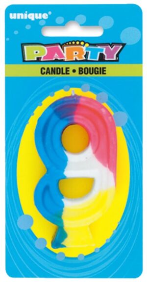 RAINBOW NUMERAL BDAY CANDLE #9