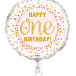 18C PINK & GOLD DOTS 1ST BIRTHDAY