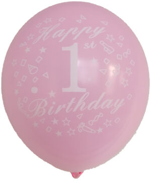 12" 8CT HAPPY 1ST BIRTHDAY PINK