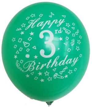 12" 8CT HAPPY 3RD BIRTHDAT ASSORTED