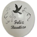 12" 8CT FELIZ BAUTIZO WHITE