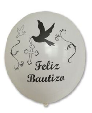 12" 8CT FELIZ BAUTIZO WHITE
