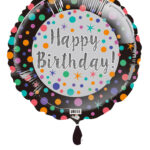 18C HAPPY BIRTHDAY SILVERW/BLACK BORDER