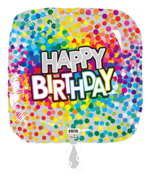 18SQ HAPPY BIRTHDAY RAINBOW DOTS