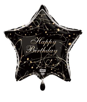 19S HAPPY BIRTHDAY BLUE BLACK WITH GOLD PATTERN