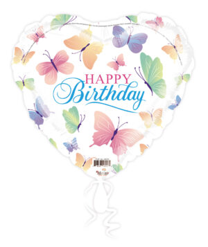 18H HAPPY BIRTHDAY  BUTTERFLIES WHITE BACKGROUND