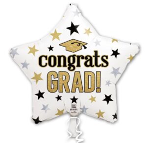 19S CONGRATS GRAD GOLD & BLACK STARS