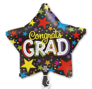 19S CONGRATS GRAD COLORFUL STARS BLACK
