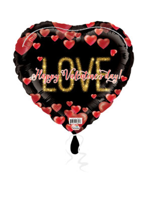 18H HVD BLACK FLOATING RED HEARTS