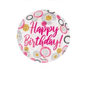 20" BUBBLZ HAPPY BIRTHDAY PINK DOTS & CIRCLES