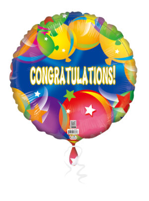 18C CONGRATULATIONS BLUE BALLOONS & STARS