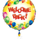 18C WELCOME BACK BALLOONS YELLOW BACKGROUND