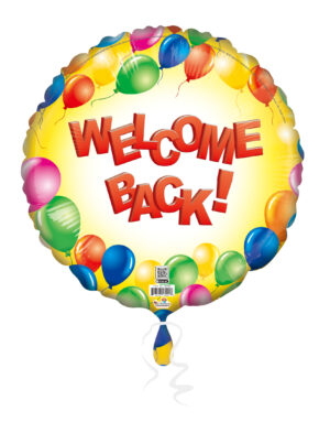 18C WELCOME BACK BALLOONS YELLOW BACKGROUND