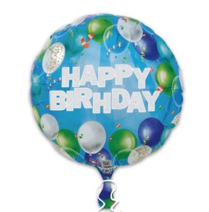 18C HAPPY BIRTHDAYCARRIBBEAN BLUE W/BALLOONS DECO