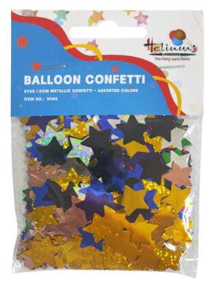 STAR 1.5CM METALLIC CONFETTI 20GM- ASSORTED