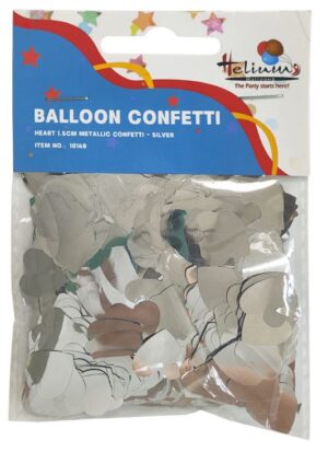 HEART 1.5M METALLIC CONFETTI 20GM-SILVER