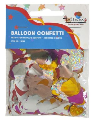 HEART 1.5M METALLIC CONFETTI 20GM-ASSORTED