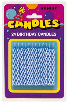 24 SPIRL B'DAY CANDLE-BLUE