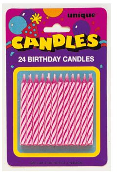 24 SPIRL B'DAY CANDLE-PINK