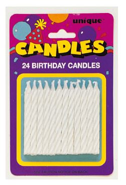 24 SPIRL B'DAY CANDLE-WHITE