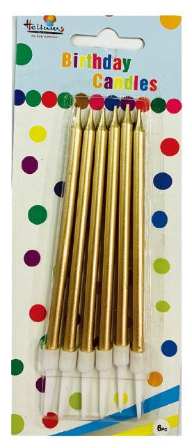 6CT CHAMPAGNE 5" TALL BDAY CANDLE