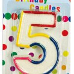 RAINBOW NUMERAL BDAY CANDLE #5