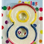 RAINBOW NUMERAL BDAY CANDLE #8