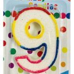 RAINBOW NUMERAL BDAY CANDLE #9