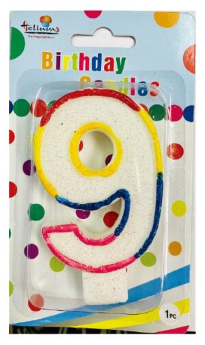 RAINBOW NUMERAL BDAY CANDLE #9