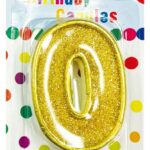 GOLD NUMERAL BDAY CANDLE #0