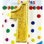 GOLD NUMERAL BDAY CANDLE #1