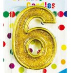 GOLD NUMERAL BDAY CANDLE #6