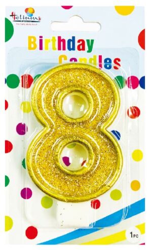 GOLD NUMERAL BDAY CANDLE #8