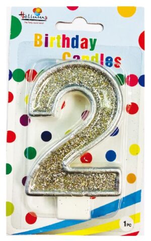 SILVER NUMERAL BDAY CANDLE #2