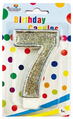 SILVER NUMERAL BDAY CANDLE #7