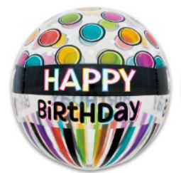 16O ORB HAPPY BIRTHDAY DOTS & STRIPES CLEAR