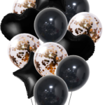 BLACK WITH GOLD CONFETTI - 12 PCS