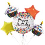 BQT HAPPY BIRTHDAY MULTICOLOR DOTS ROUND - 5PCS