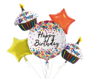 BQT HAPPY BIRTHDAY MULTICOLOR DOTS ROUND - 5PCS